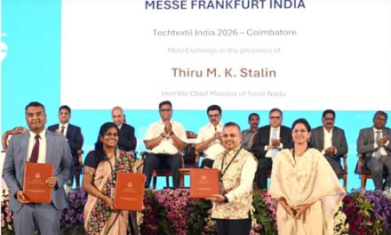 Messe Frankfurt Trade Fairs India signed an MoU with Dept. of Textiles & Guidance TN, Govt. to launch the Techtextil India Summit in Coimbatore