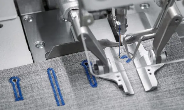 Durkopp makes automatic eyelet buttonholer with Festo