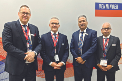 Rolf-Erik Schoeler, Beat Meienberger from Benninger and Guru Prasad with Kishor Kumar Dash from Benninger India (L-R)